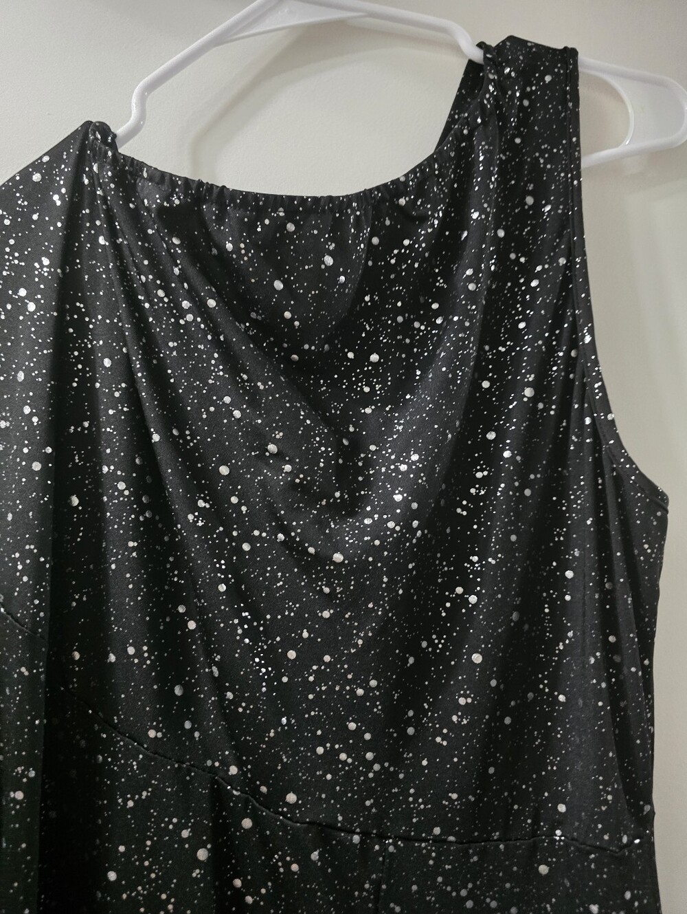 SHEIN Black One-Shoulder Speckled Cowl Neck Dress